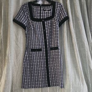 Karl Lagerfeld Black and White Tweed Mini Dress